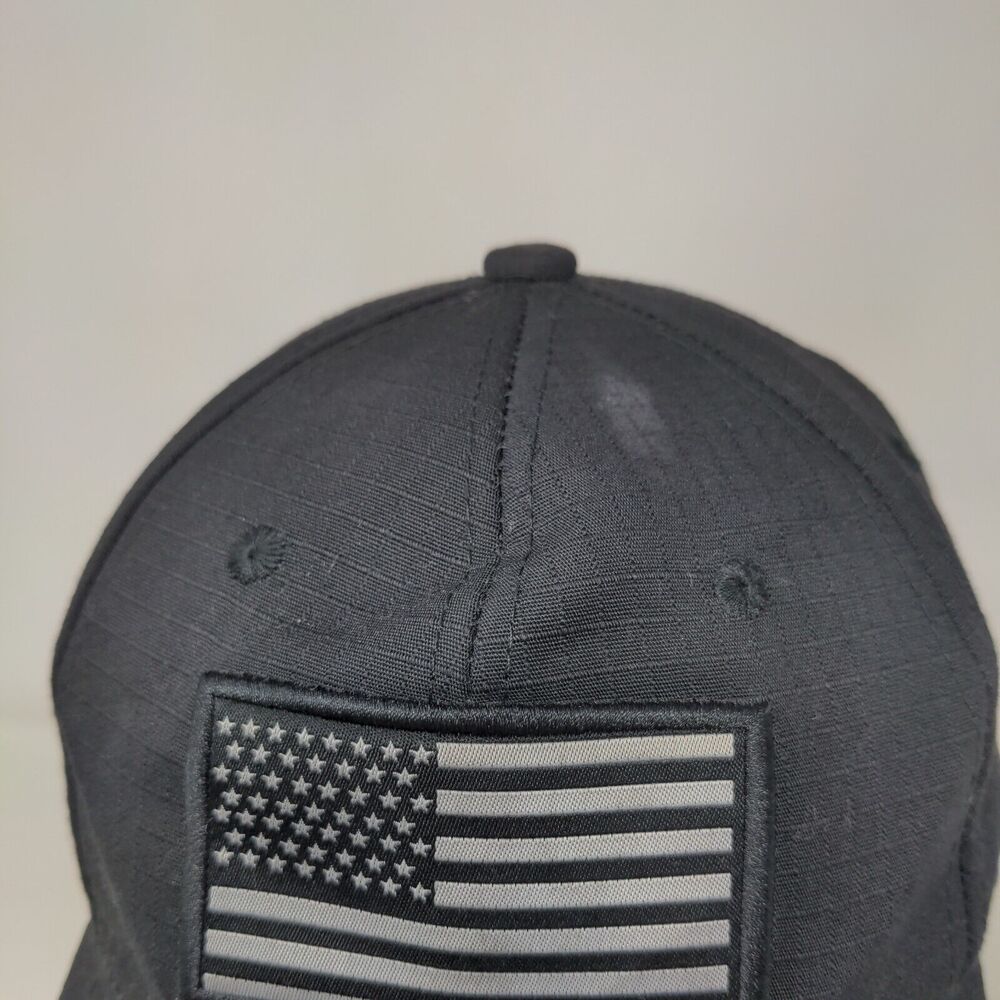 American Flag Patch Strapback Hat Black One Size … - image 3